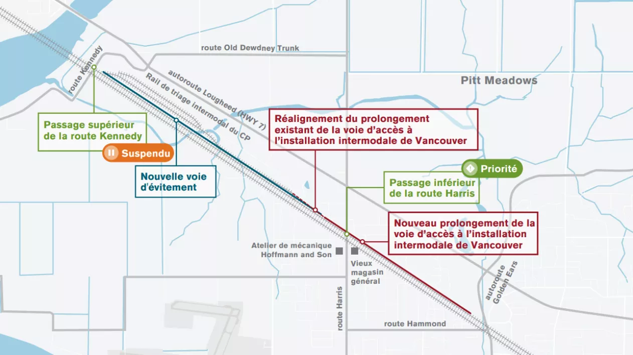 Projet d’amélioration des routes et des chemins de fer de Pitt Meadows - Carte