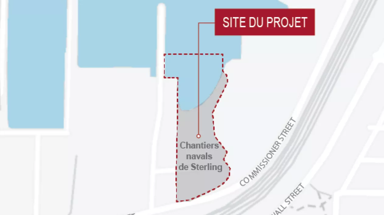 Projet d’assainissement et de remblaiement du chantier naval de Sterling site du projet